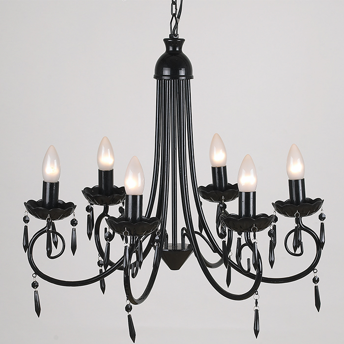 European chandelier iron black candle pendant lamps LED Indoor chandelier