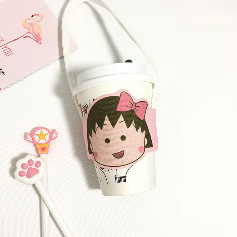 Trade Assurance 100% printed cotton hot cup set for beverage with hanging strap