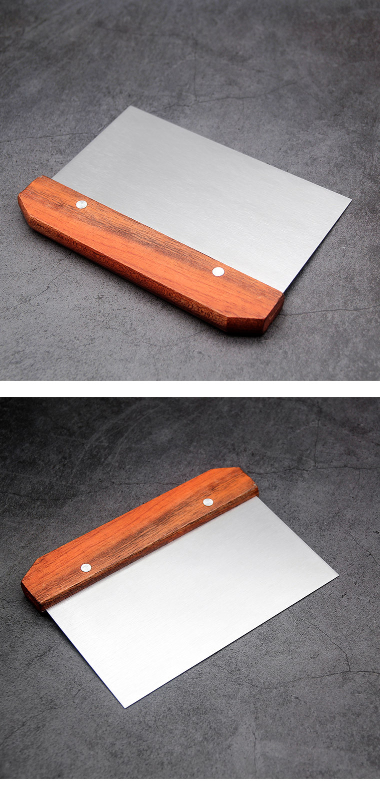 Bakeware Tools Wooden Handle Pastry Scraper and Cutter Stainless Steel Bread Dough Cutter Cake Spatula Tool Kitchen Gadget