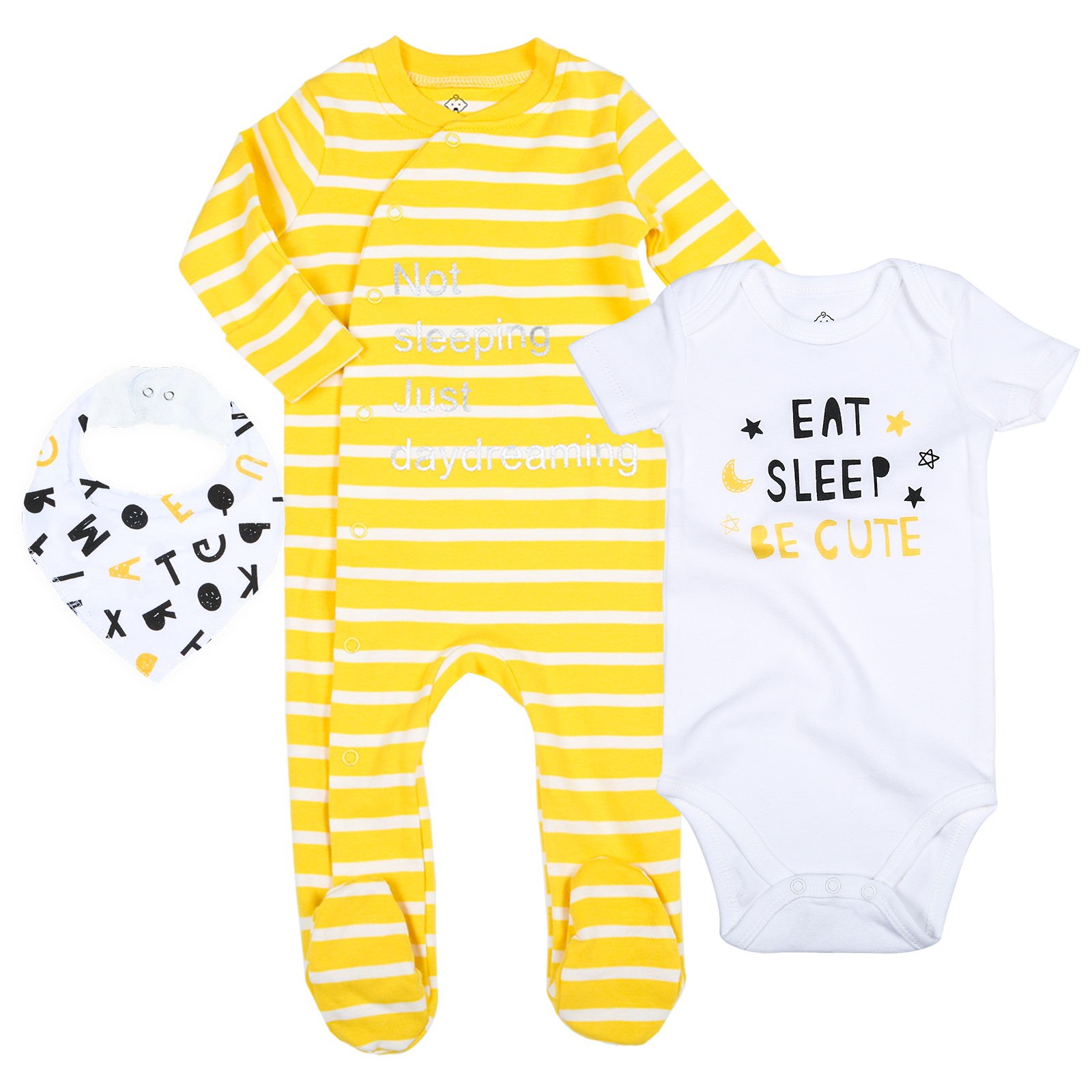 Hot sale Baby Girl boy Clothes Outfit Set 3 pcs Printing Long Sleeve pajamas +baby bodysuit + Baby Triangle Clothes Fall Spring