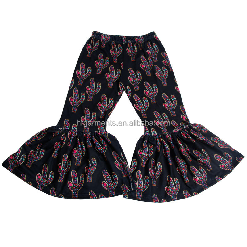 Распродажа, детские осенние брюки с колокольчиками для девочек, детские расклешенные брюки с цветочным принтом кактуса, одежда, леггинсы