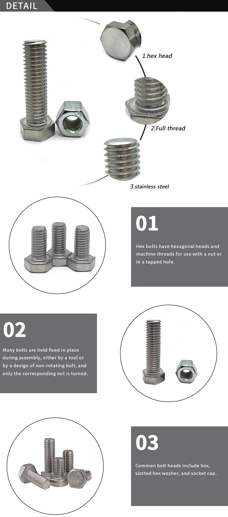 Grade 8.8 Bolt And Nut Screw Washer DIN931 DIN933 Metric Stainless Steel Galvanized