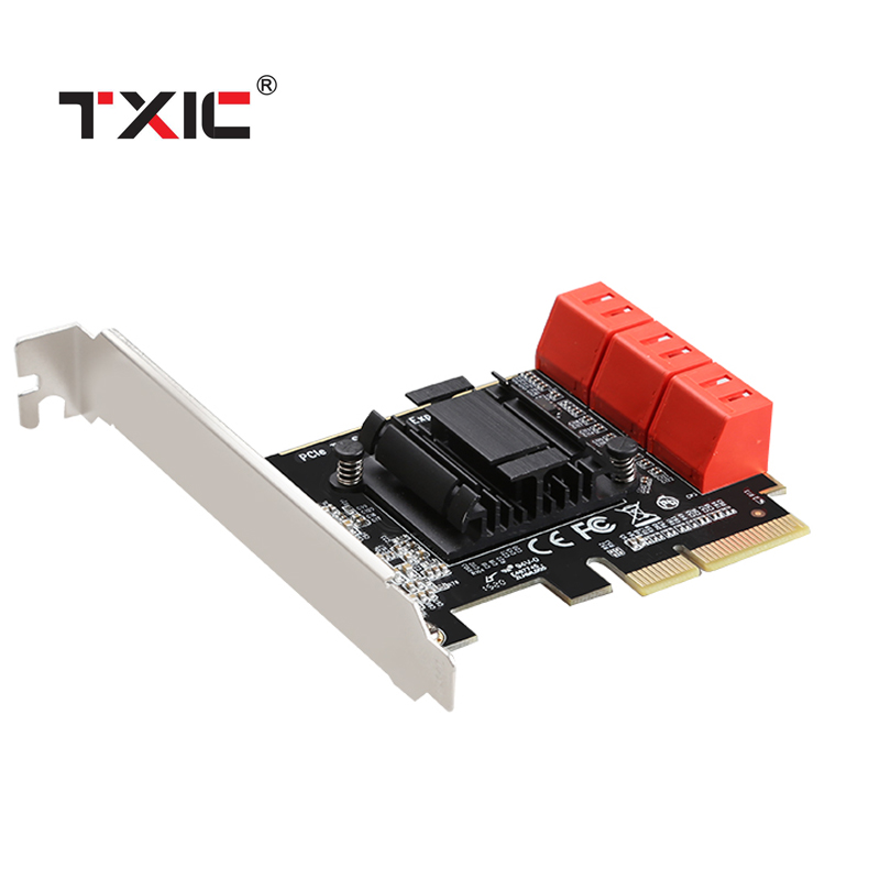 Плата расширения с 6 портами SATA 3,0 на PCIe PCI express 4X Gen 3 PCI express SATA адаптер SATA 3 конвертер с радиатором