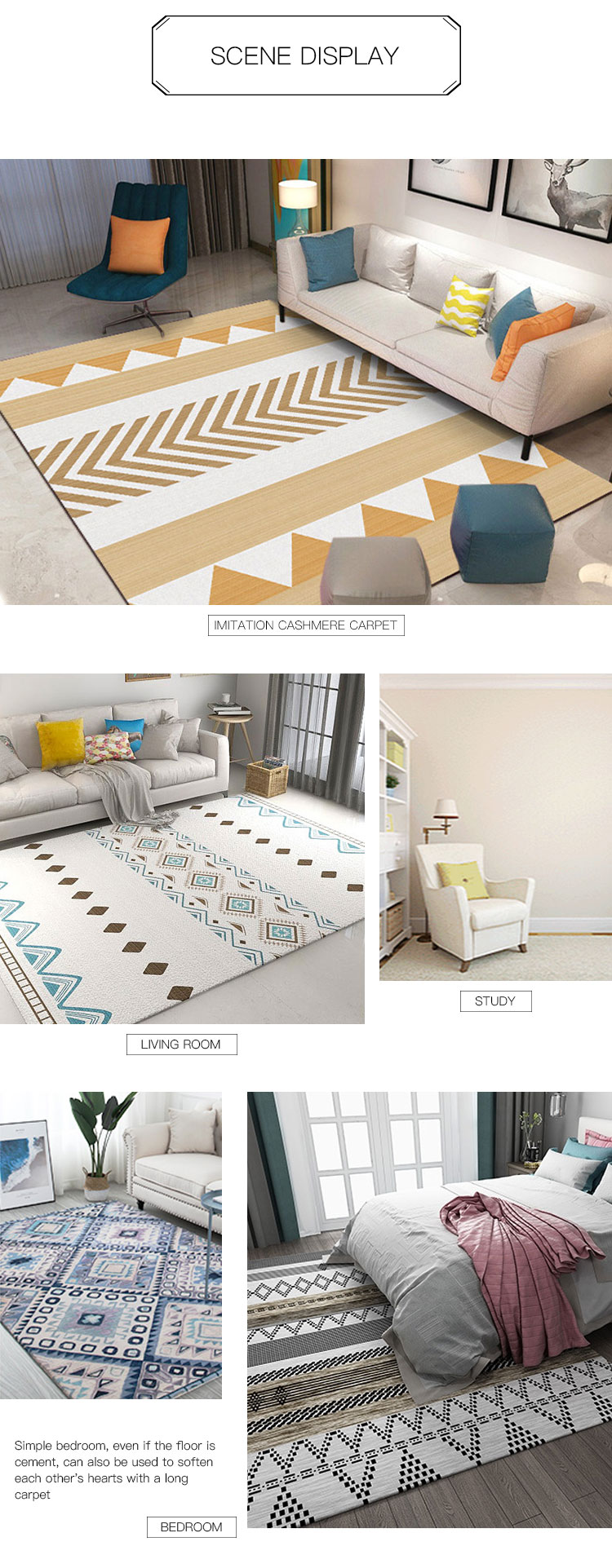 Fast shipping stock carpet 100% polyester modern carpet geometric design rug(图11)