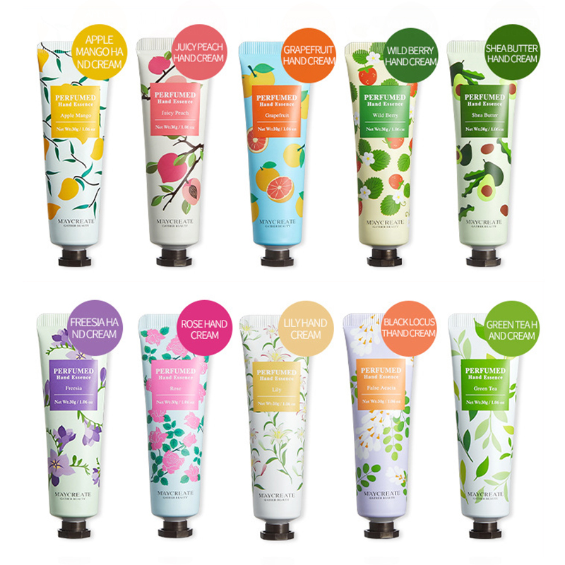 Оптовая продажа Oem мини зимняя защита для путешествий натуральный органический отбеливающий увлажняющий питательный духи фруктовый крем для рук