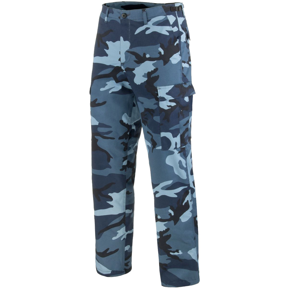 blue camo trousers