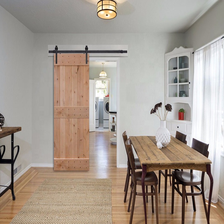 Puerta de granero de tablón deslizante Interior de aliso Knotty de chapa de madera de diseño moderno