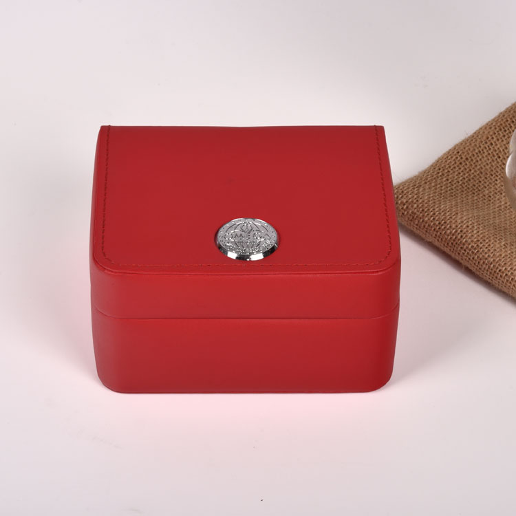 Caixa de presente de couro de couro vermelho personalizado de luxo por atacado