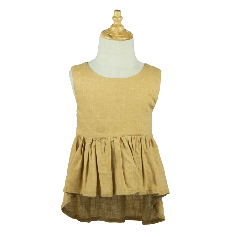 Оптовая продажа 2020, высококачественная одежда для малышей, однотонные Топы неправильной высоты для малышей, блузка для маленьких девочек