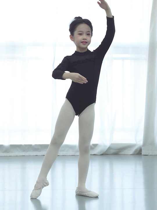 Girls Cotton Mesh Ballet Leotard with Hollow Back Ballerinas