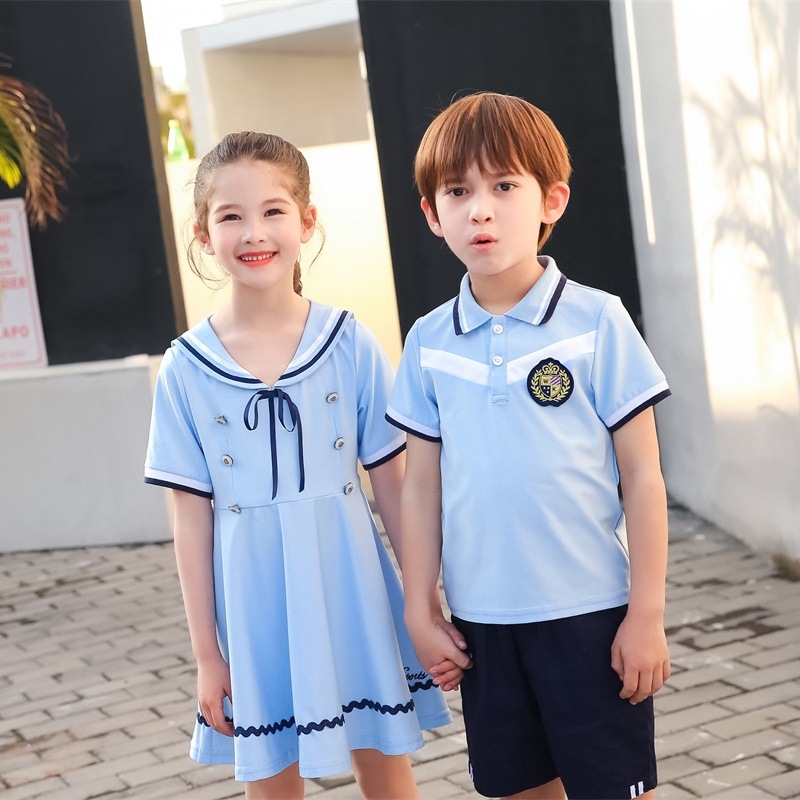 暑期学校衬衫高品质批发中小学浅蓝色儿童校服儿童女童连衣裙 - buy s