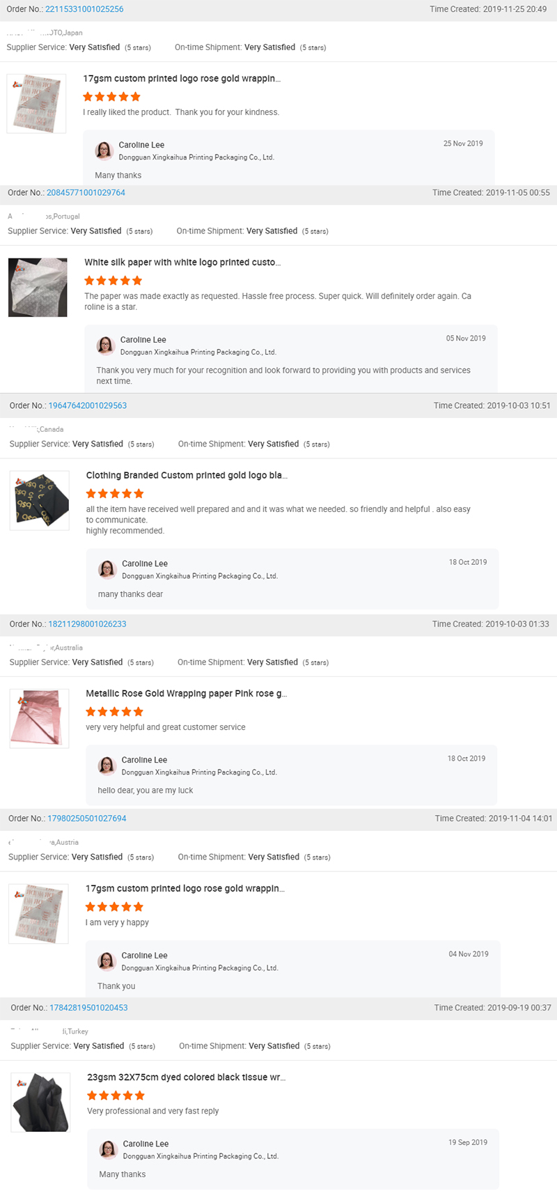 28gsm Custom Coloured branded names logo tissue paper printed wrapping paper for shoe clothes