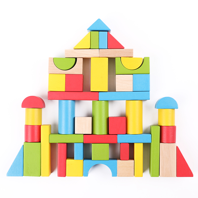 Экологичные деревянные строительные блоки 56 шт., обучающие игрушки для детей раннего возраста