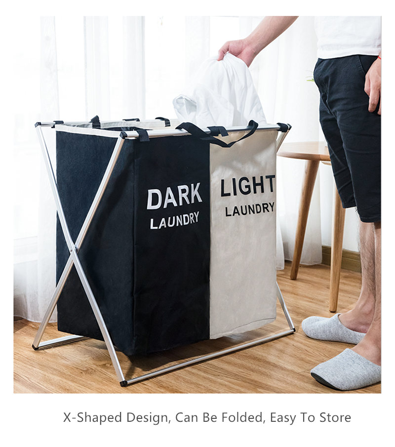 1PC Retail Foldable Dirty Laundry Basket Organizer X-shape Printed Collapsible 3 Grid Home Laundry Hamper Sorter Laundry Hamper