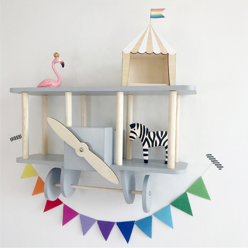 Деревянная полка для самолета, декоративные полки для украшения стен для детей, коробка для хранения, настенное украшение для детской комнаты