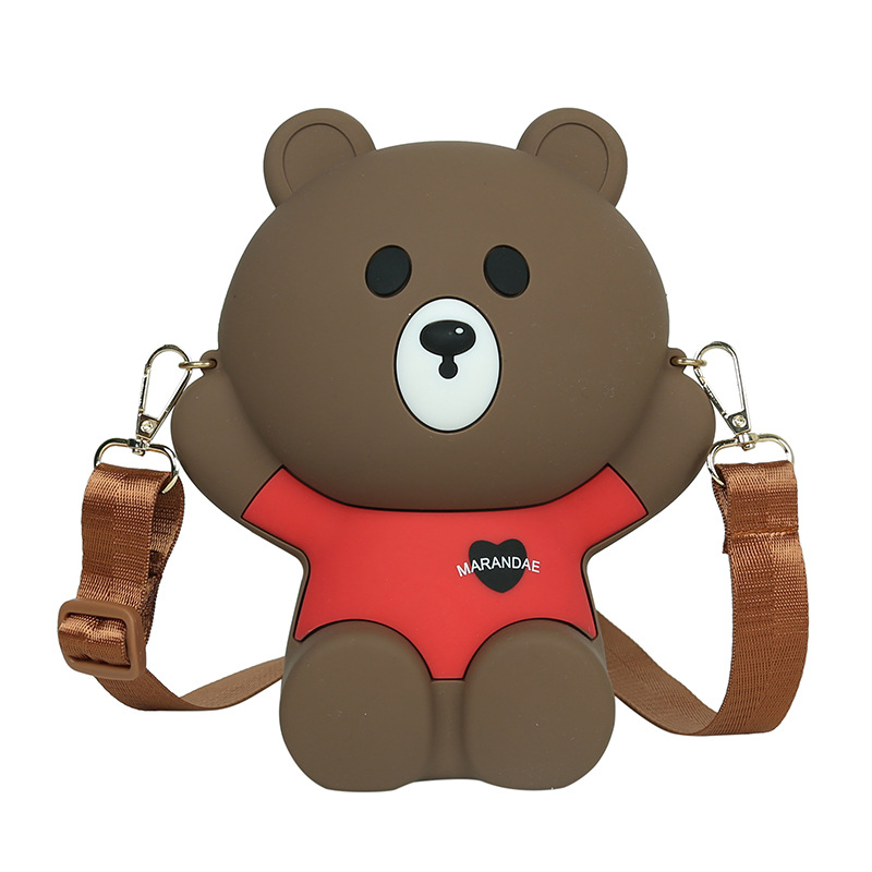 儿童时尚硅胶包卡通可爱可爱小熊爱单肩斜纹小包