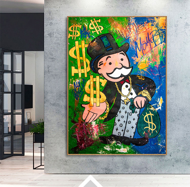 Drop Shipping Alec Monopoly HD Graffiti Make Money Pop Art Wall Pictures Canvas Painting Decorative for Living Room Home Decor