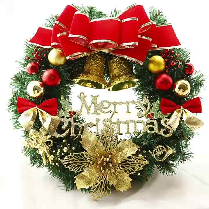 2024 christmas wreath① Christmas Wreath For Front Door Hanging Decoration For 60cm