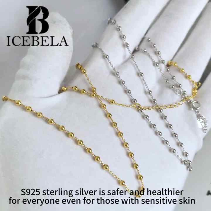 ICEBELA Jewelry 925 Sterling Silver Simple Style Round Bead
