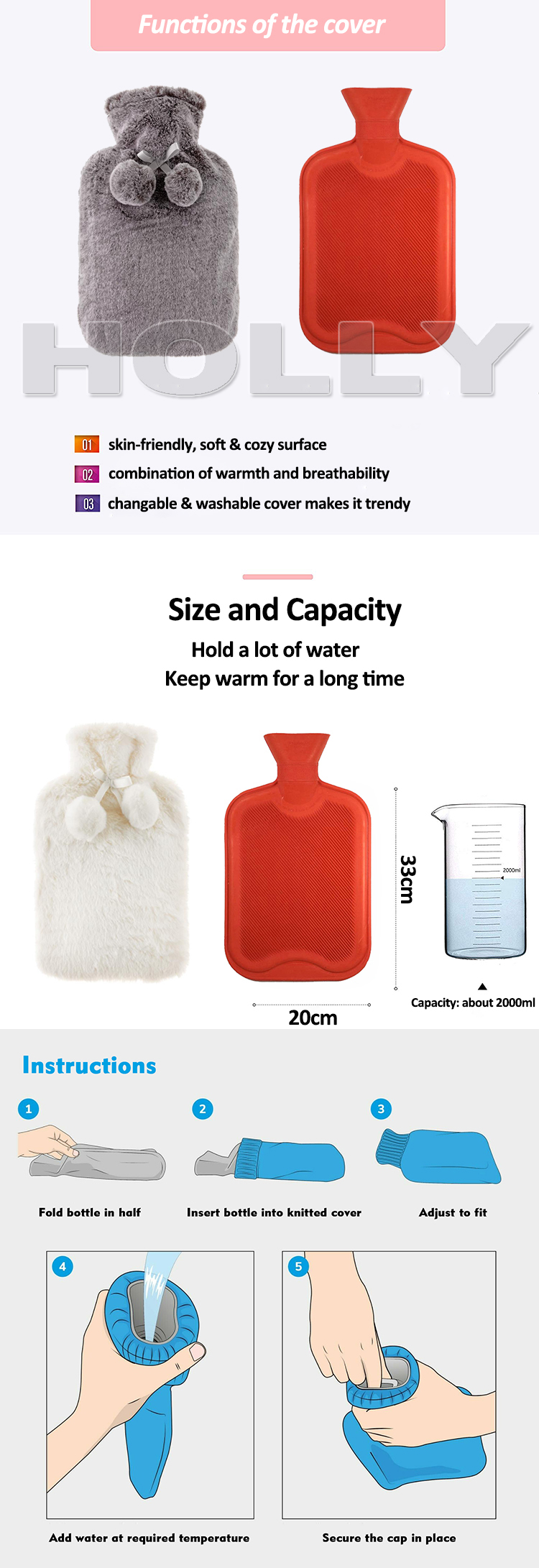 gift box emulation silk eye mask and rubber hot water bottle with faux fur cover