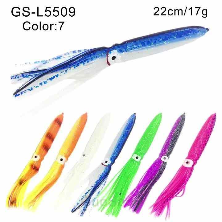 bulb squid fishing lures 3 Pack Squids Skirt Hoochie Offshore Trolling Lure Saltwater Mold craft squirt squids with highly lifelike appearance Black Bulb Squid - 10