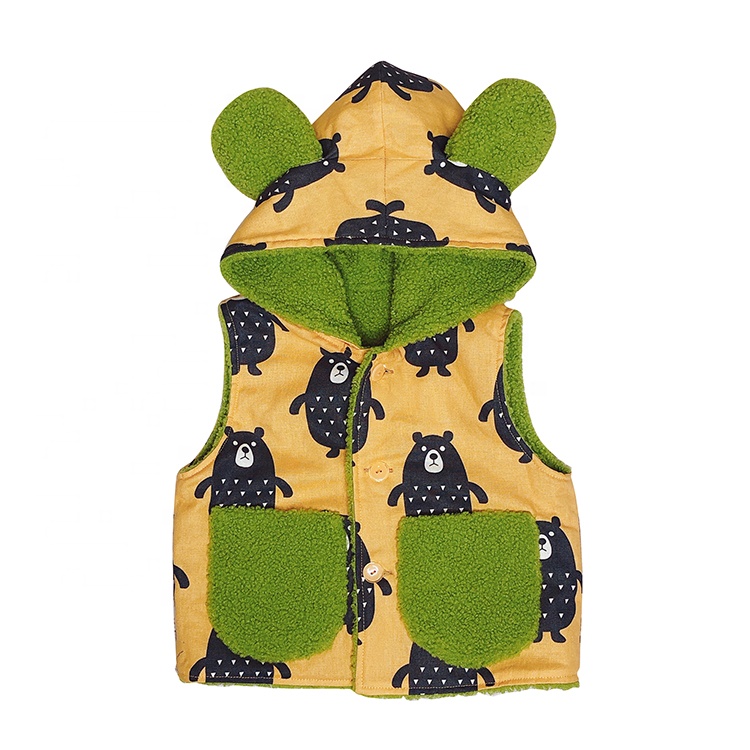 Модная хлопковая одежда на заказ, двухсторонний плюшевый жилет для малышей ручной работы для детей