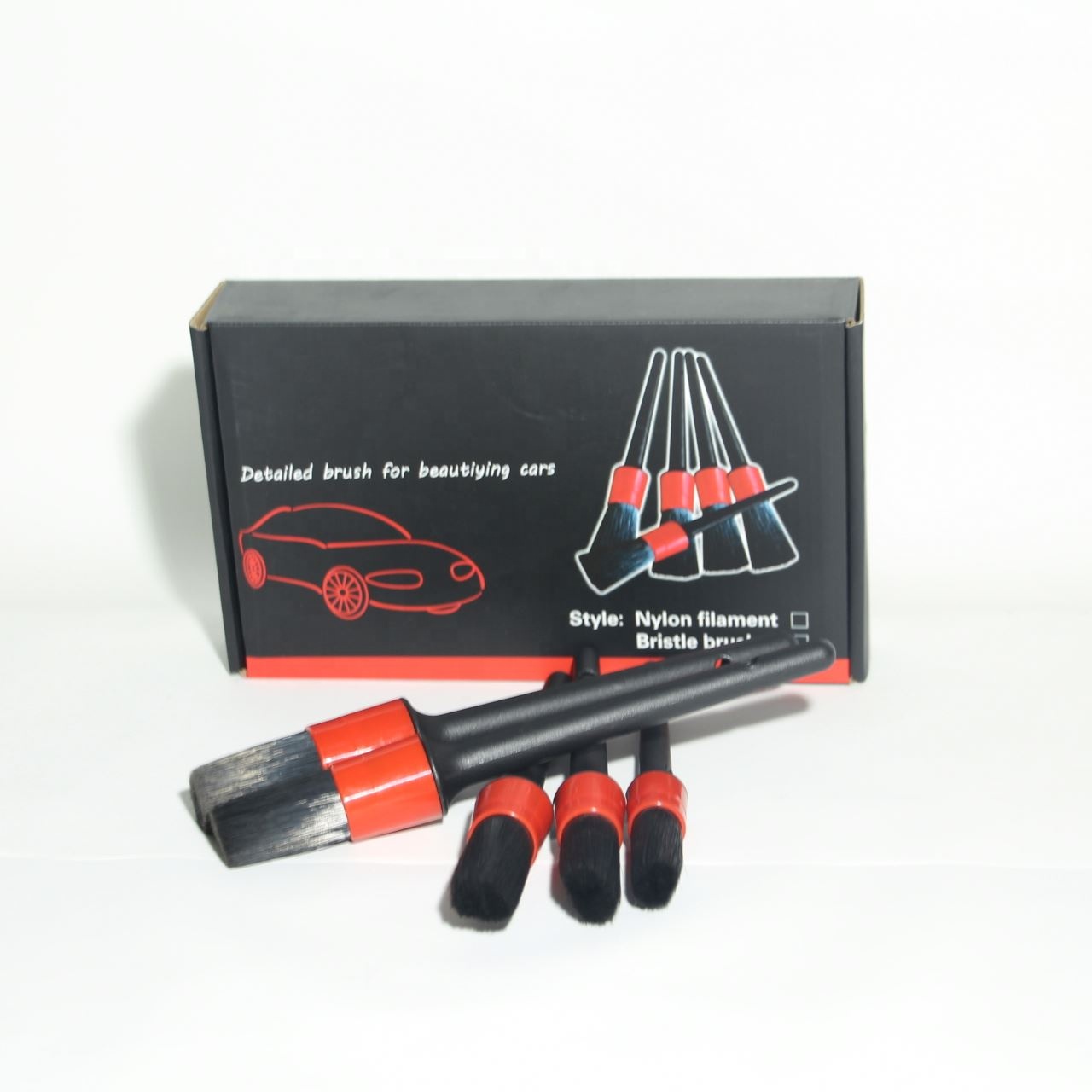 Щетка для чистки деталей автомобиля, набор из пяти предметов, щетка для мытья автомобиля, нейлоновая, шелковая, натуральная, свиная, меховая щетка для салона автомобиля