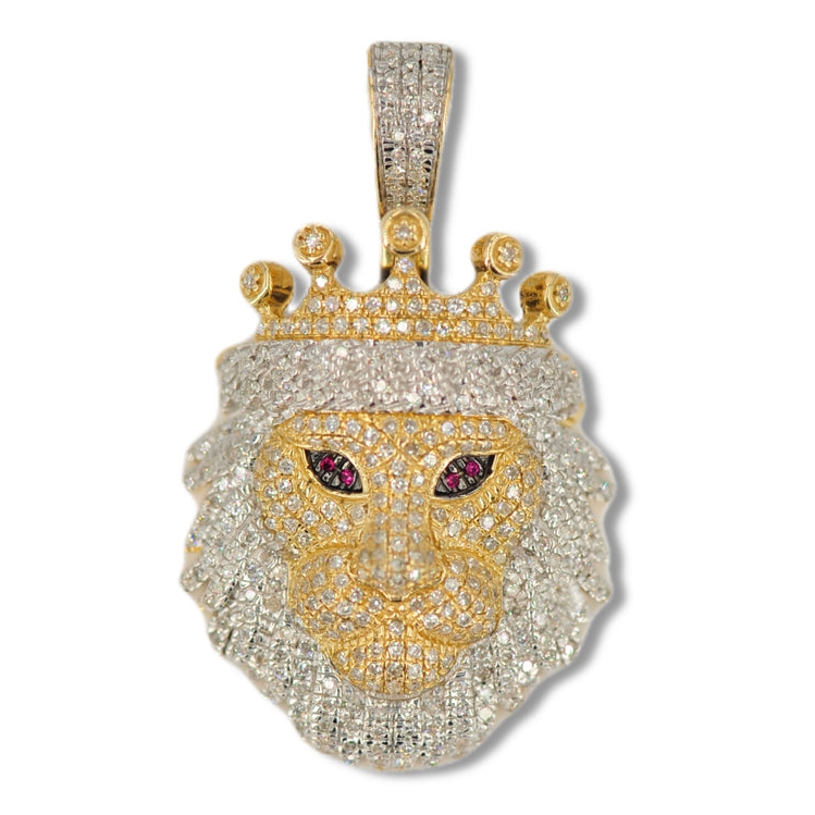 AAA GEMS Mister jewelry Iced Out Micro Pave Mens Yellow Gold Lion Head Charms Hiphop Style Pendant