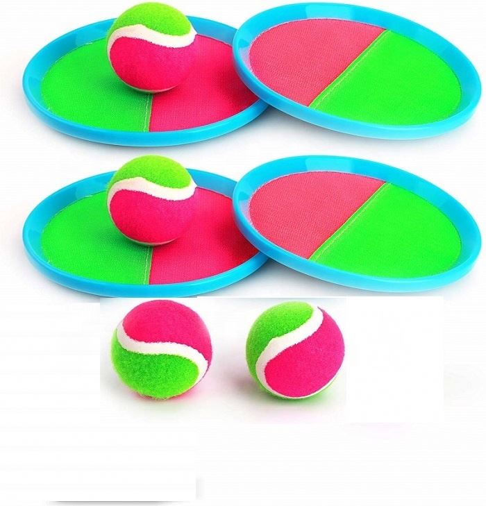 Игра «Бросьте и лови мяч» с 4 лопатками и 2 мячиками отлично подходит для игры в помещении и на улице