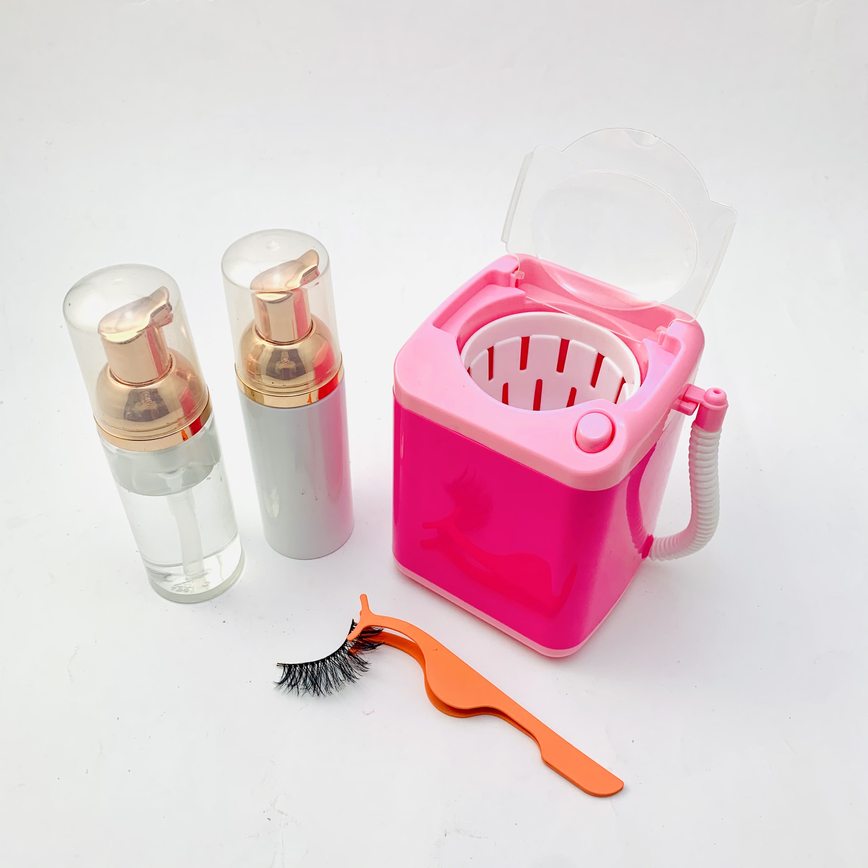 Мини стиральная машина ресницы моющее средство и ресниц шампунь и кисти бесплатные образцы 100% ресницы серо-коричневого цвета