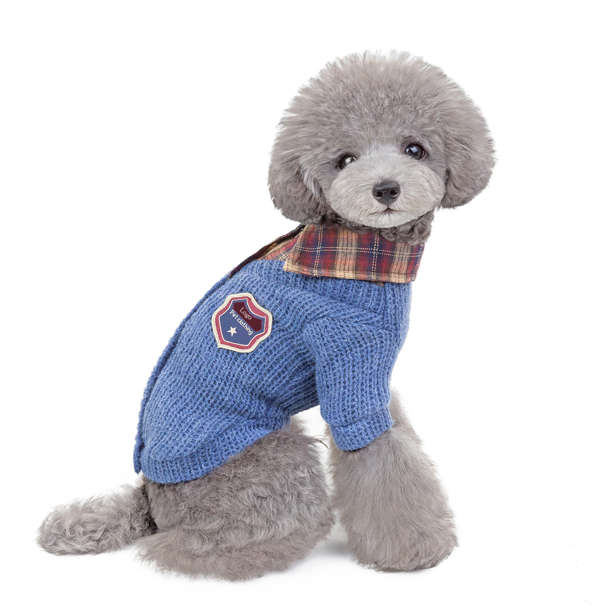 British Campus Style Pet Coat Fashionable Autumn Winter Dog Apparel Pet Accessories Lapel Plaid Dog Sweater