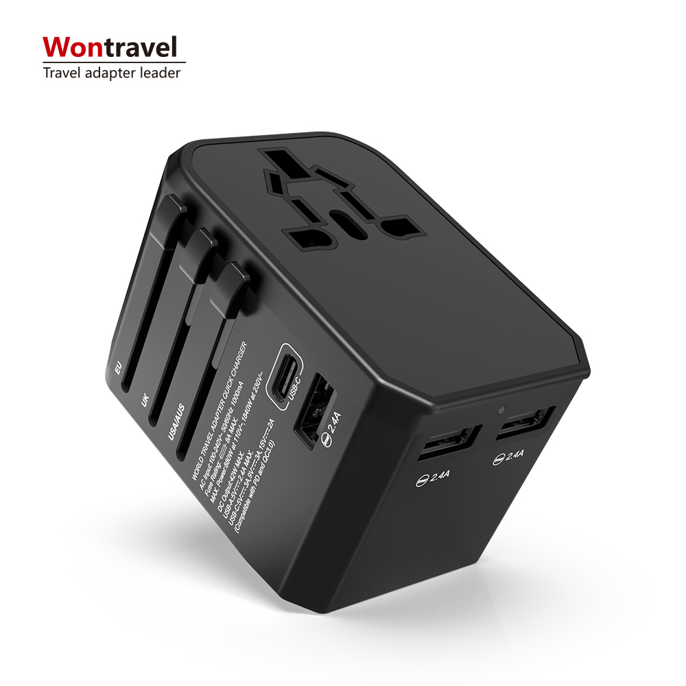 Wontravel самый популярный адаптер для путешествий 3USB Тип c 45 Вт быстрое зарядное устройство для путешествий