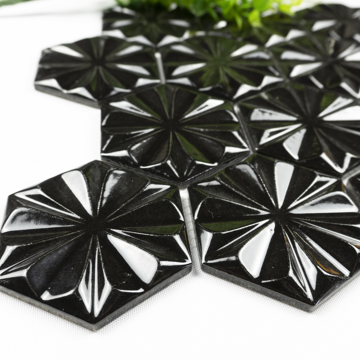 Black Hexagonal Mould Wall Decoration Ceramic Mosaics Ceramic Wall Tiles