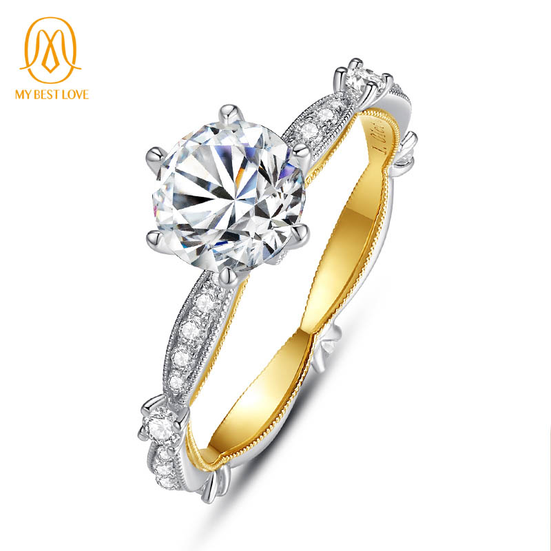 New Design Engagement White Gold 9K Moissanite Ring Yellow Gold Kuololit Moissanite Ring for Women