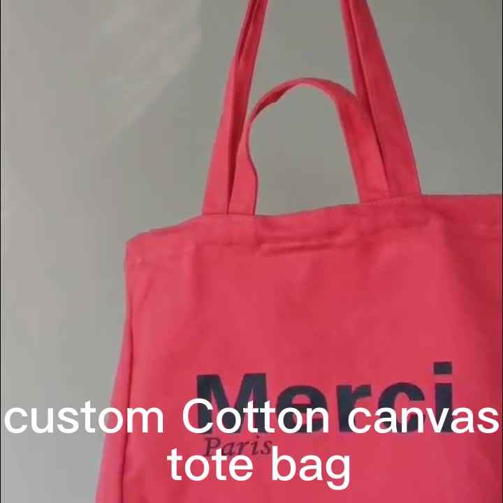 French Style Merci Paris Custom Size Canvas Tote Bag - Reusable
