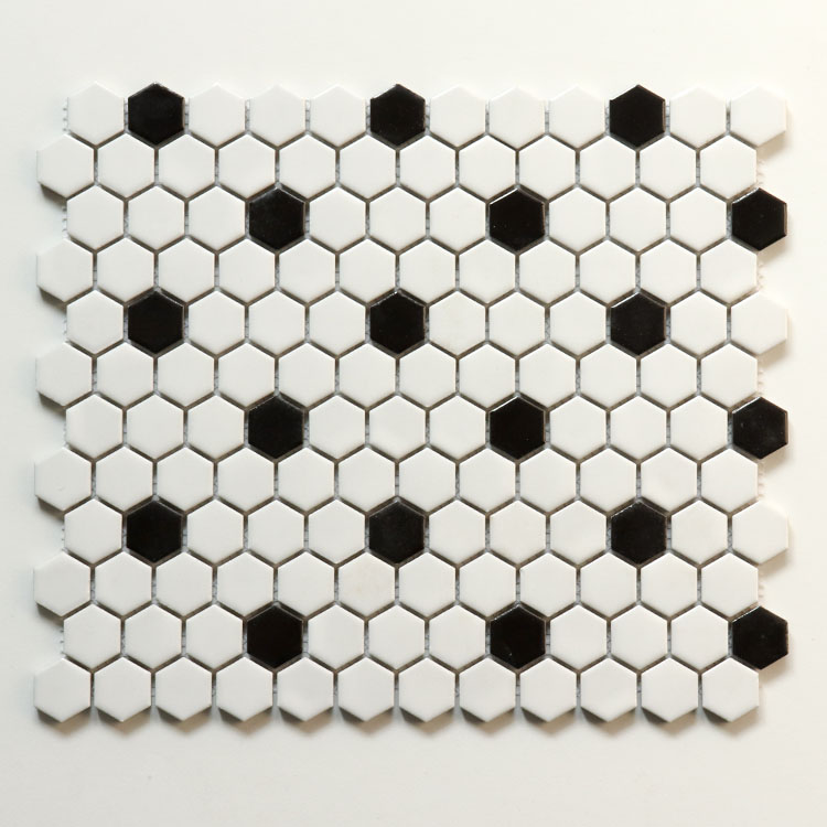 Pearl White Hexagon Ceramic Mosaic Art Tile Ceramic For Bathroom Ceramic Tile Mosaic