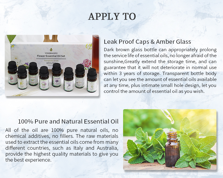 10ML Rose Geranium Aromatherapy Essential Oil Set Pure Natural