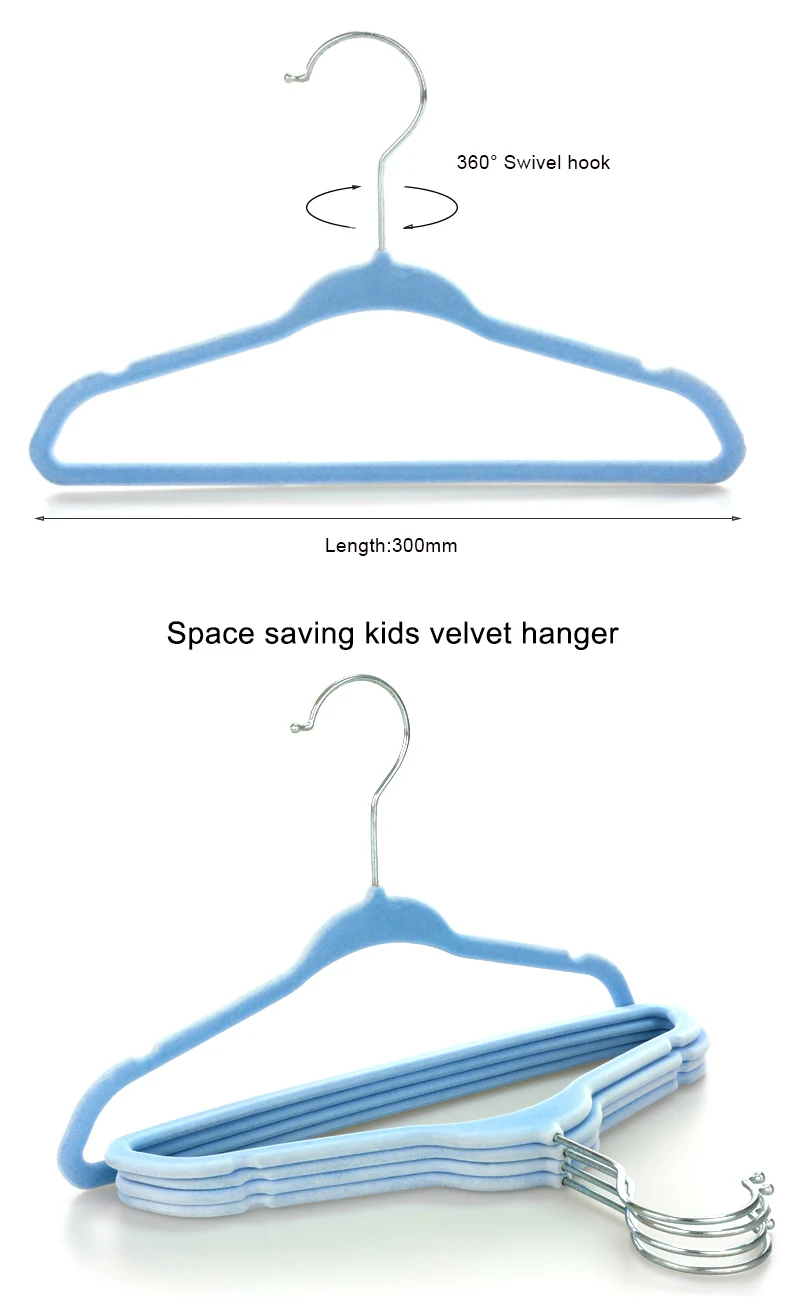 Promotion Space Saving Children Flocking Hanger Non-slip Velvet Kids Clothes Hangers