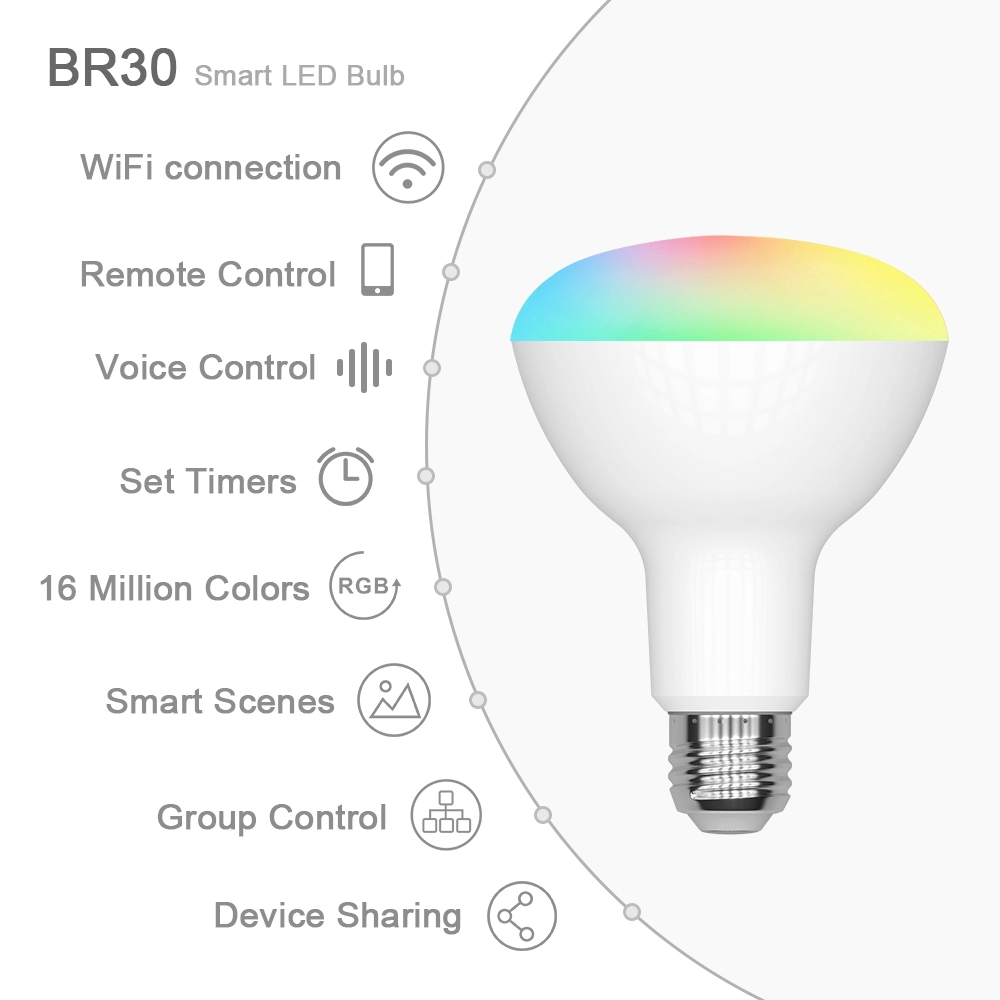WiFi connection Remote Control Voice (Control Set Timers RGB/ 16 Million Colors Smart Scenes Group Control的 Device Sharing