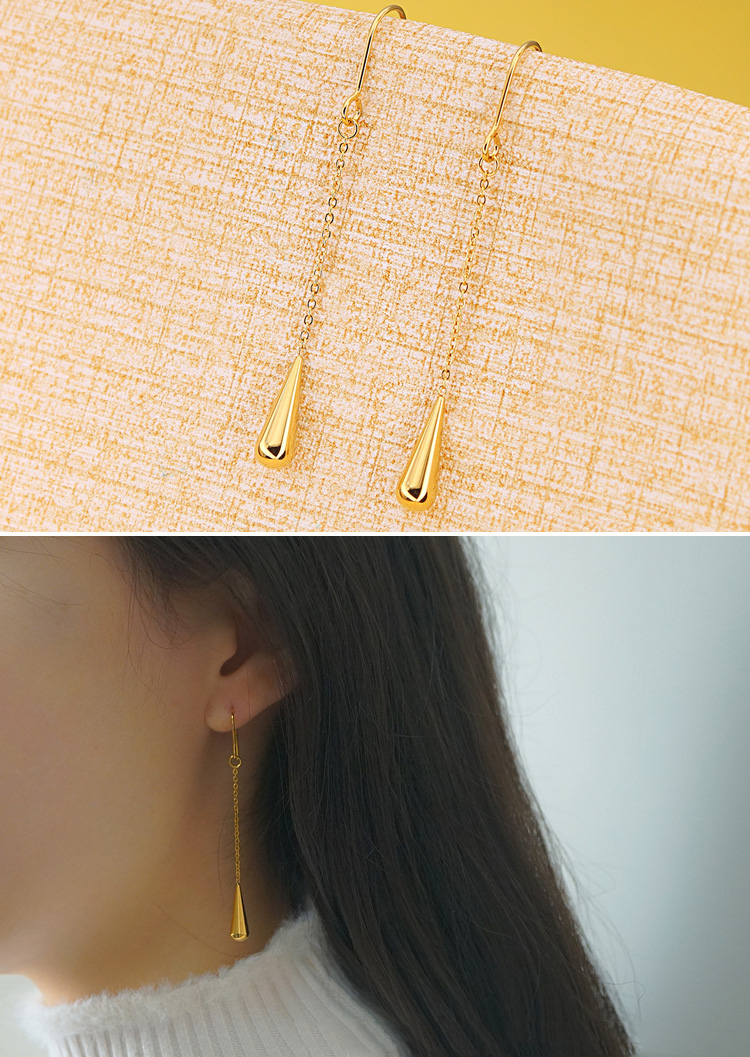 时尚宣言独特女性珠宝不锈钢长链银水滴耳环金