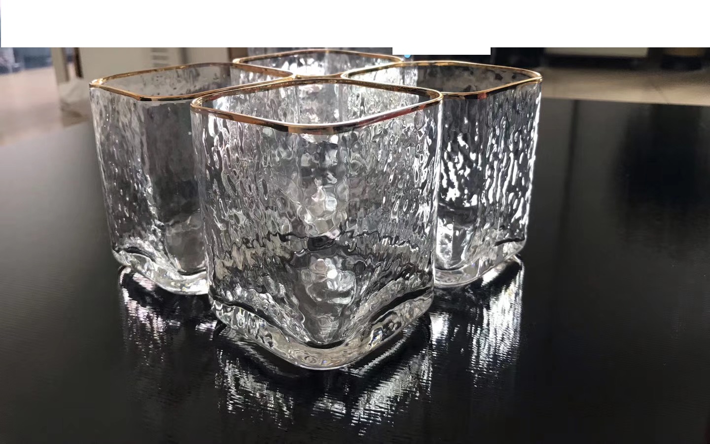 Transparent or Custom Logo Gold Rim Electroplating Drinking Glass Cup Tea Cup For Drinking Glass