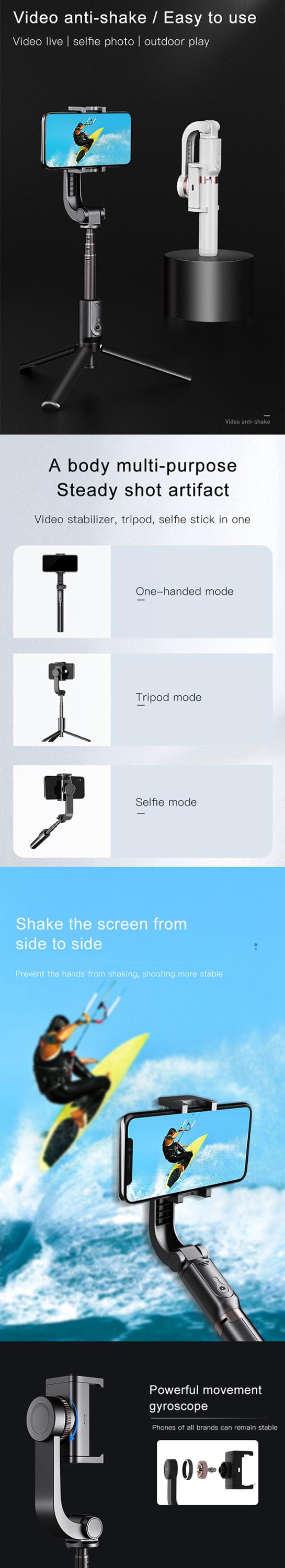 Multi-function Handheld Gimbal Stabilizer 3 in1 Selfie Sticks Tripod for Mobile Cell Smart Phone