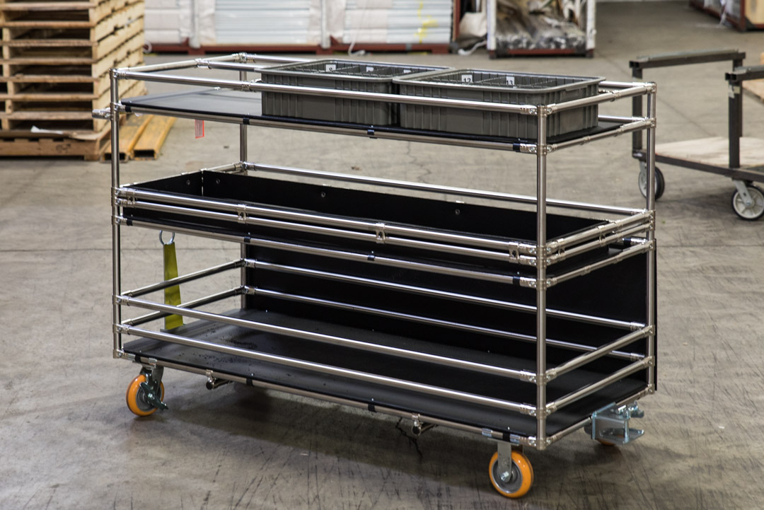 Aluminium Profile Industrial Tote Cart Multilayer Hand Push Trolley