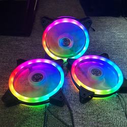 120mm Computer RGB Cooling Cooler Fan 12V 6pin Dual LED Ring Multicolor Remote Control Modes Quiet Fan