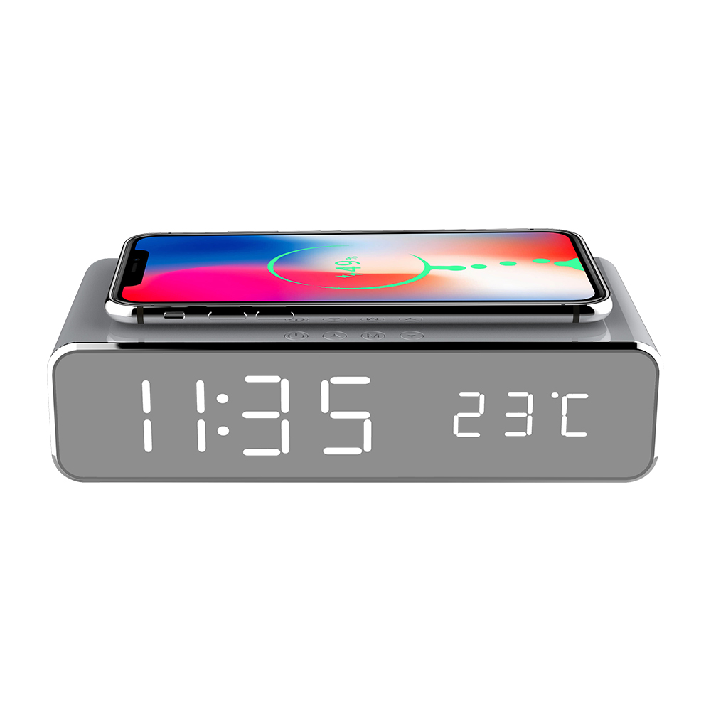 Беспроводное зарядное устройство 3 в 1, 10 Вт, светодиодные часы, термометр, календарь