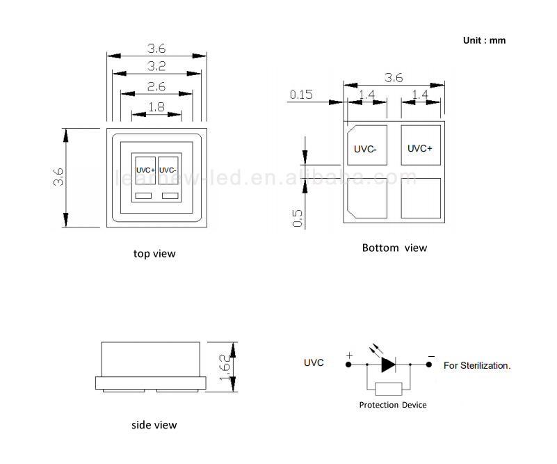 Germicidal uvc led manufacturer,High efficiency 3535 265nm 275nm 280nm uvc led disinfection