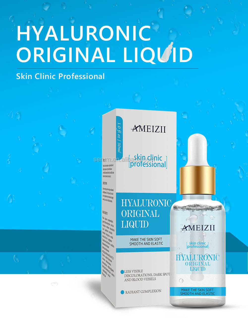 Custom Brand Hyaluronic Acid Serum For Skin Care Kojic Acid Serum Glutathione Plant Extract Whitening Serum
