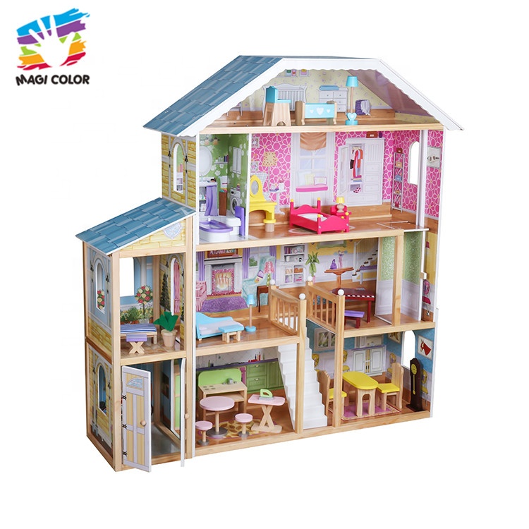 (Разработанно специально для заказчика)/поо (производство оригинального для девочек большой деревянный кукольный дом с мебель W06A355C