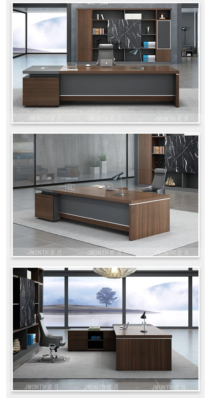 Modern Office Furniture L Shaped Mdf Melamine Wooden Manager Executive Office Desk