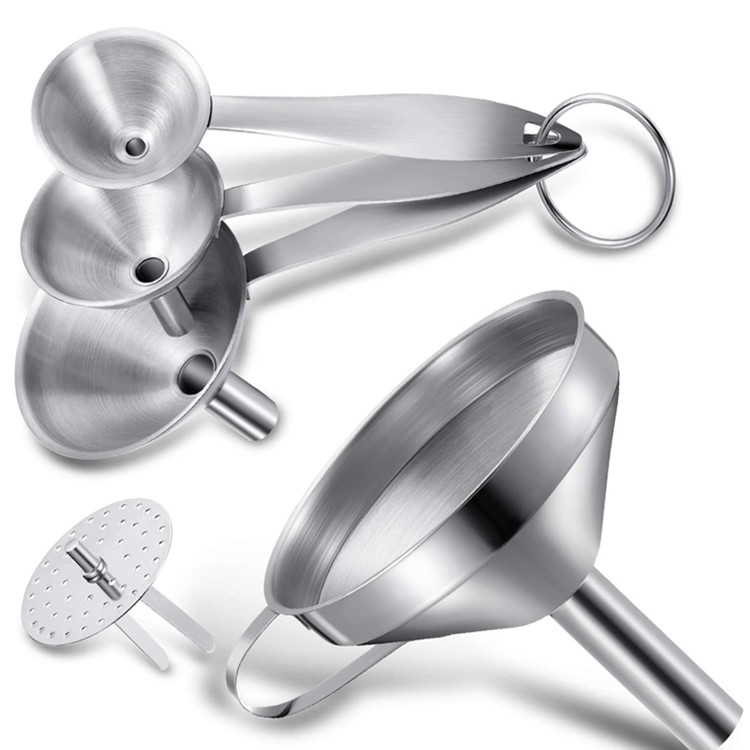 Набор кухонных воронок из нержавеющей стали с зажимом, 3 шт., воронка для жидкости, кухонные приспособления с металлической ручкой для